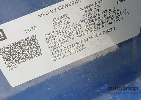 2023 Chevrolet Malibu Fwd 1Lt from USA, damaged, VIN 1G1ZD5ST3PF147431